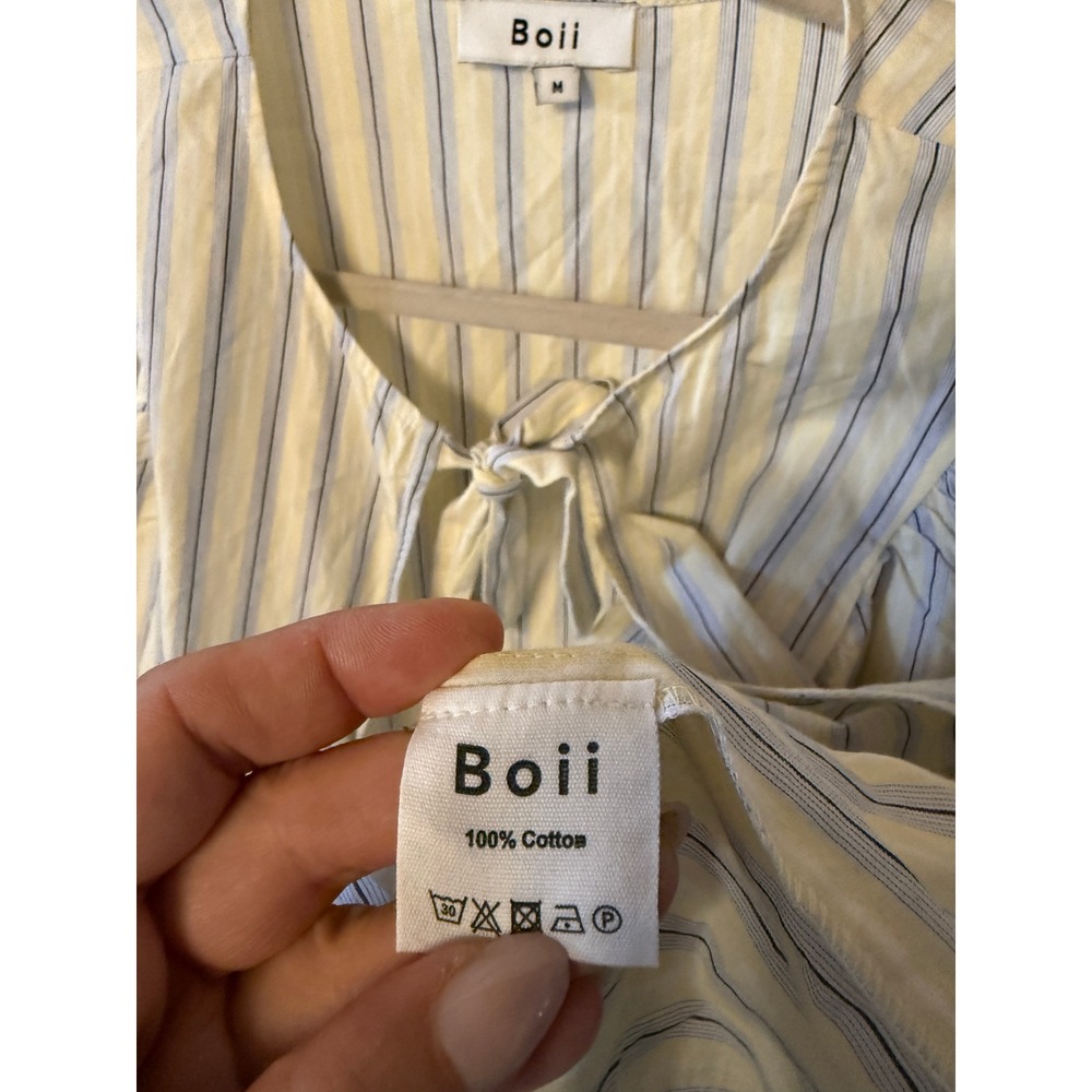 Boii peplum romantic ties open front‎ scandi girl preppy cotton striped MD euc - Picture 6 of 8